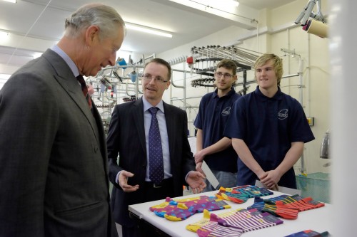 HRH the Prince of Wales visits Corgi Hoisery